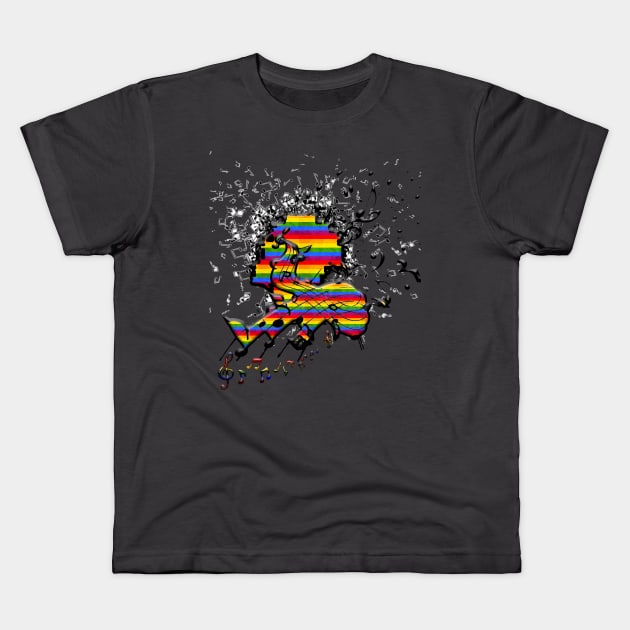 GAY FLAG MUSIC WOMAN Kids T-Shirt by loulousworld